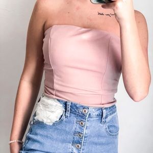 Pink Strapless Bodysuit